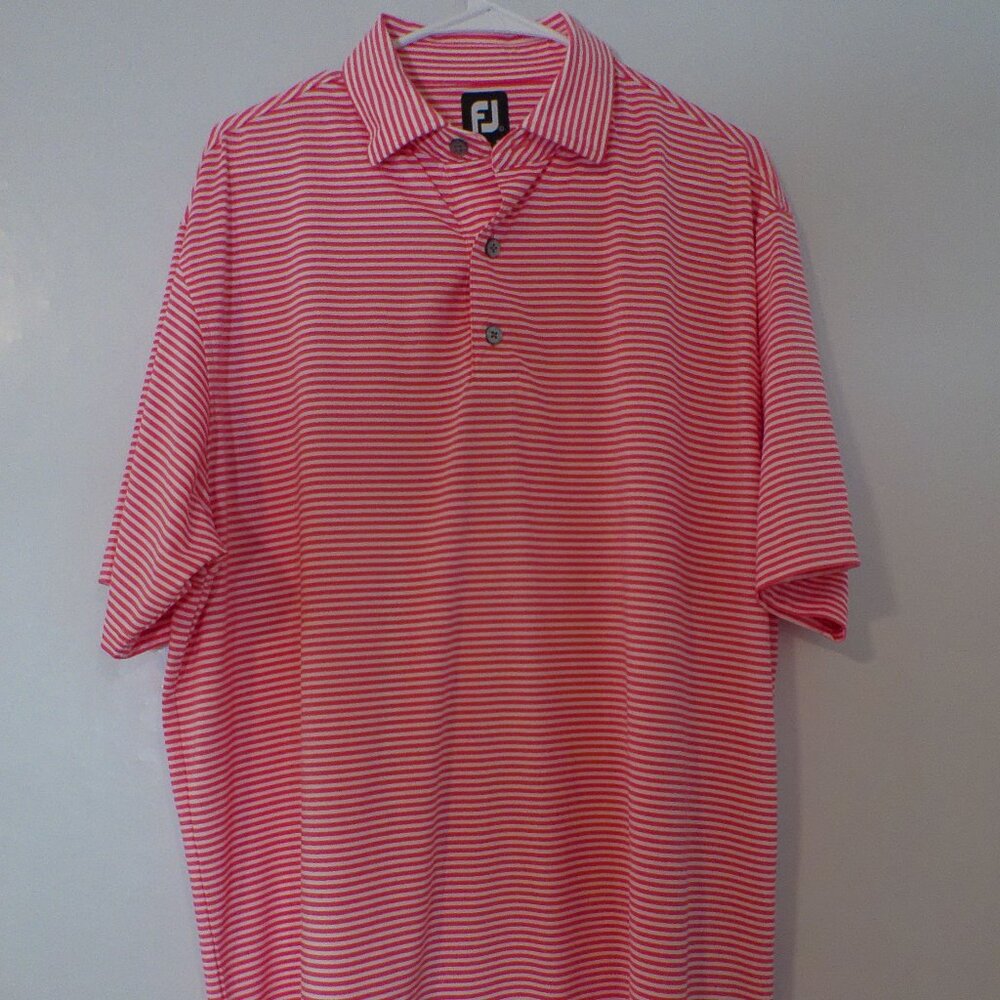 FootJoy ProDry Lisle WCI 2018 Golf Polo Men’s Large Pink White Striped Perform
